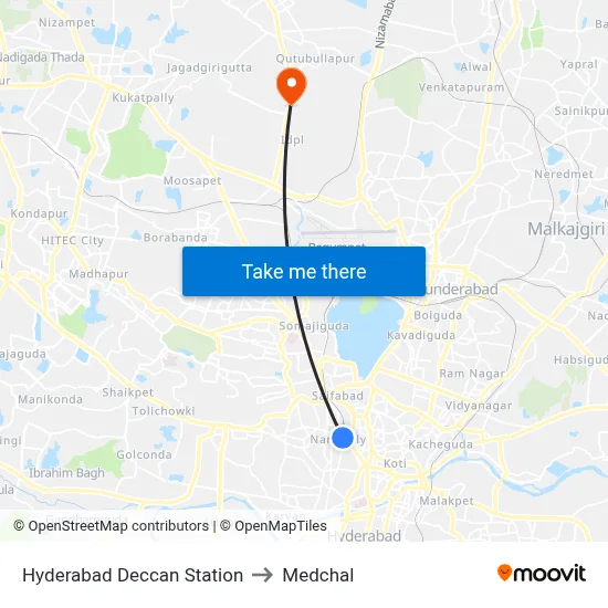 Hyderabad Deccan Station to Medchal map