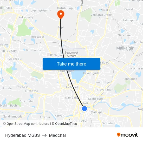 Hyderabad MGBS to Medchal map