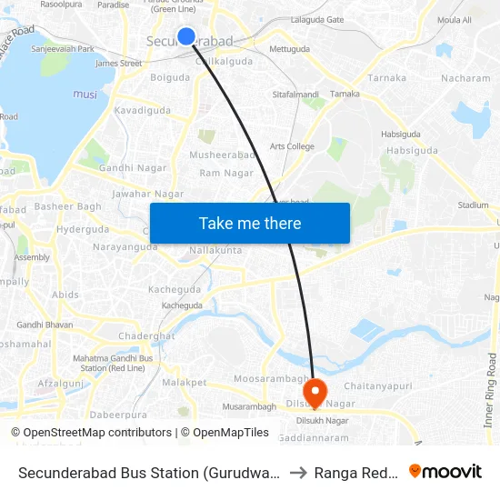 Secunderabad Bus Station to Ranga Reddy map