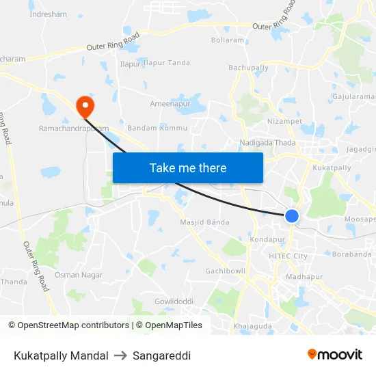 Kukatpally Mandal to Sangareddi map