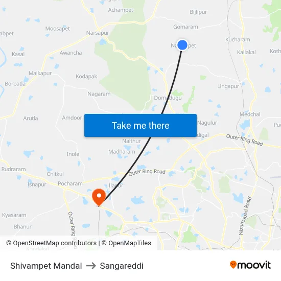 Shivampet Mandal to Sangareddi map