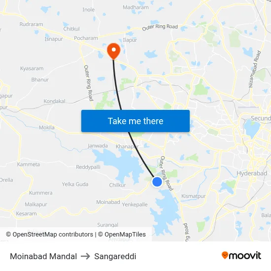Moinabad Mandal to Sangareddi map