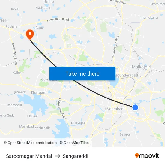 Saroornagar Mandal to Sangareddi map