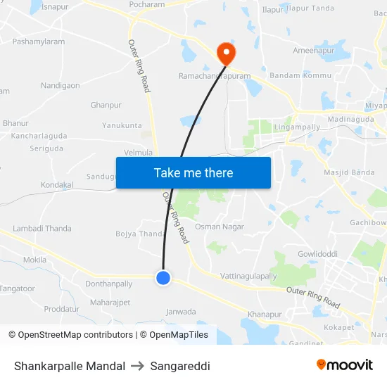 Shankarpalle Mandal to Sangareddi map