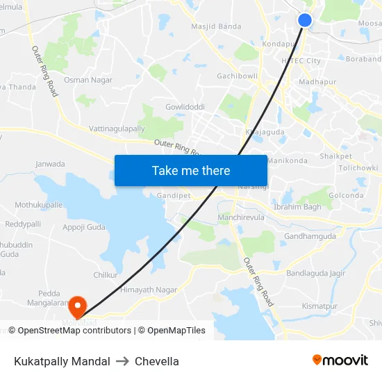 Kukatpally Mandal to Chevella map