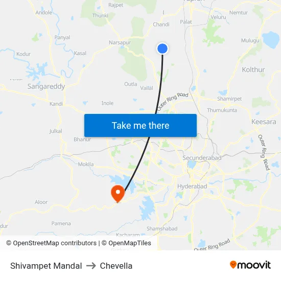 Shivampet Mandal to Chevella map