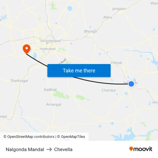 Nalgonda Mandal to Chevella map