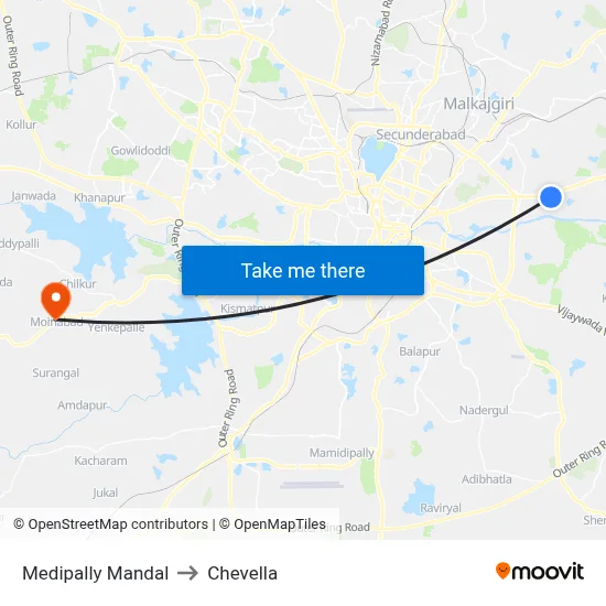 Medipally Mandal to Chevella map
