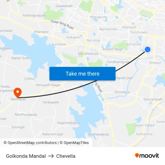 Golkonda Mandal to Chevella map