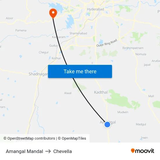 Amangal Mandal to Chevella map