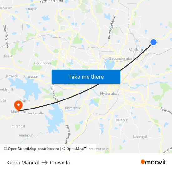 Kapra Mandal to Chevella map