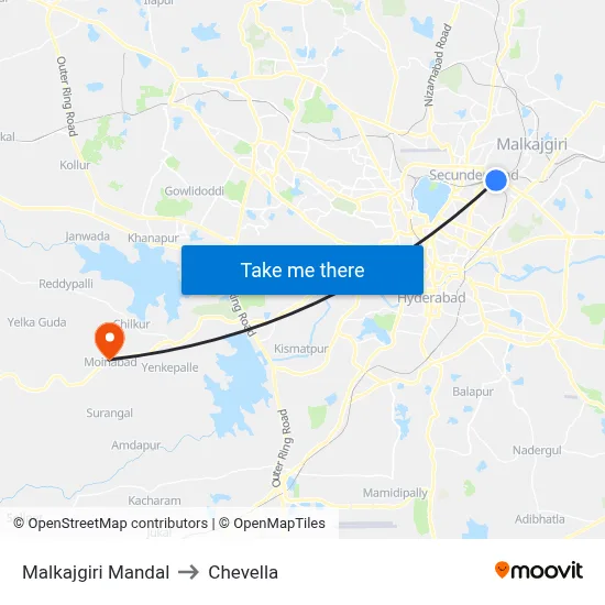 Malkajgiri Mandal to Chevella map