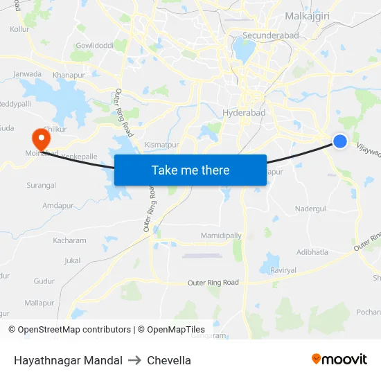 Hayathnagar Mandal to Chevella map