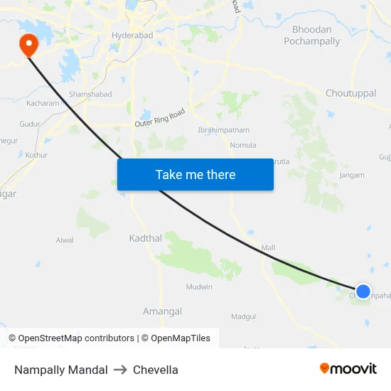 Nampally Mandal to Chevella map
