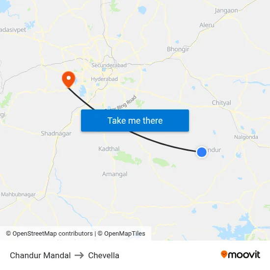 Chandur Mandal to Chevella map