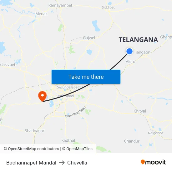 Bachannapet Mandal to Chevella map