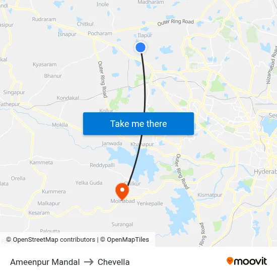 Ameenpur Mandal to Chevella map
