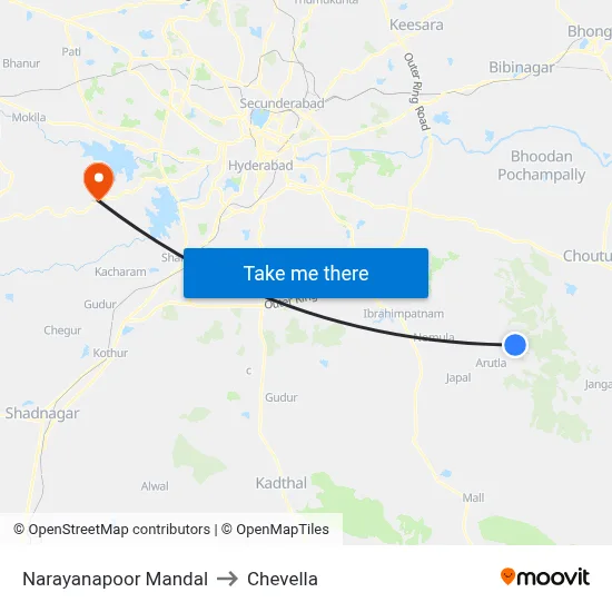 Narayanapoor Mandal to Chevella map