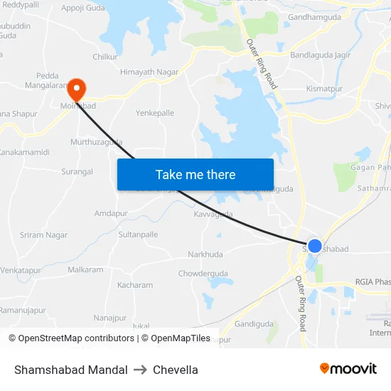 Shamshabad Mandal to Chevella map