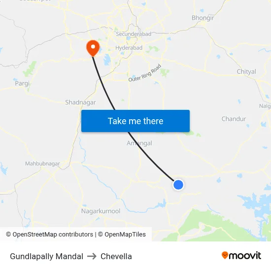 Gundlapally Mandal to Chevella map