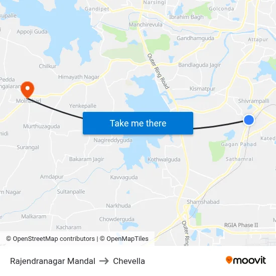 Rajendranagar Mandal to Chevella map