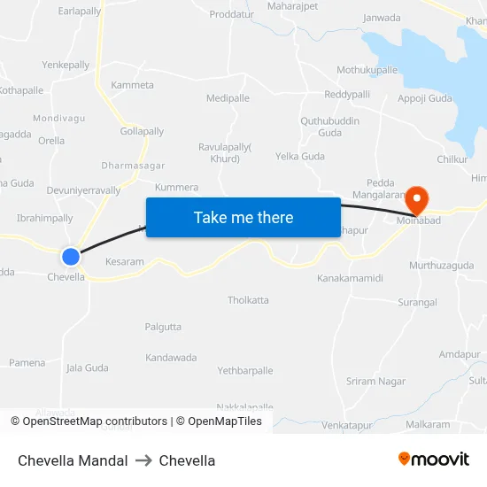 Chevella Mandal to Chevella map