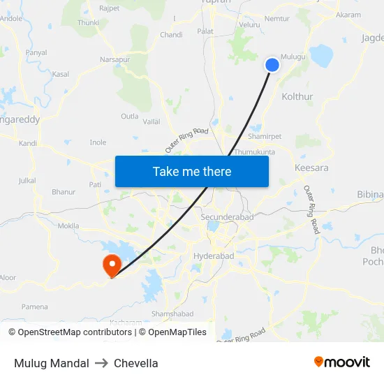 Mulug Mandal to Chevella map