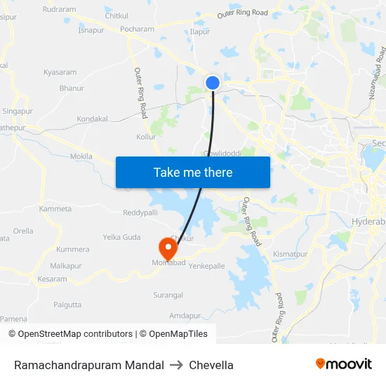 Ramachandrapuram Mandal to Chevella map