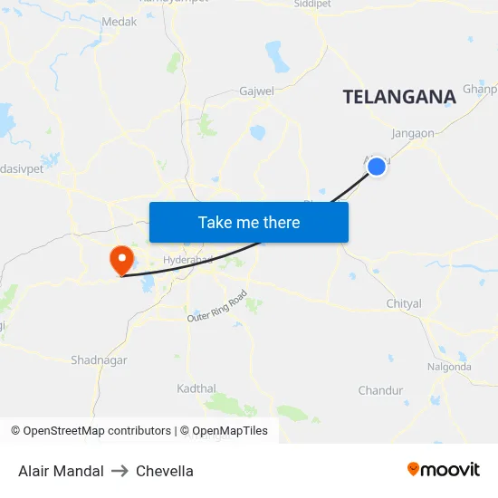 Alair Mandal to Chevella map