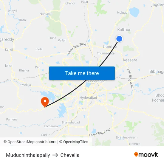 Muduchinthalapally to Chevella map