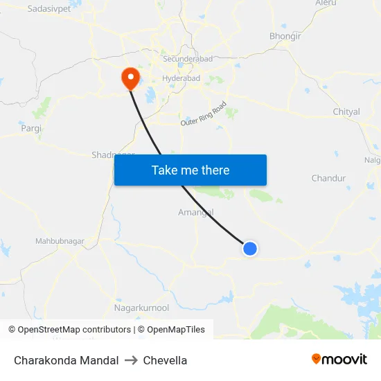 Charakonda Mandal to Chevella map