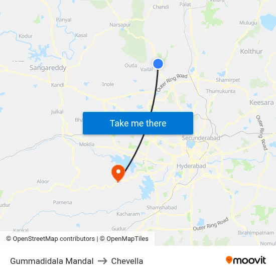 Gummadidala Mandal to Chevella map