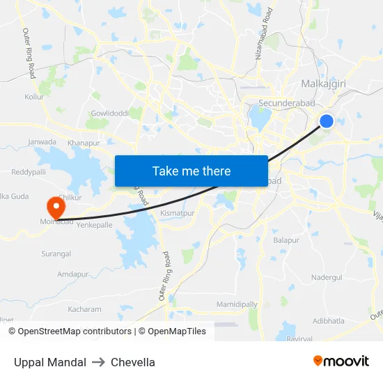 Uppal Mandal to Chevella map