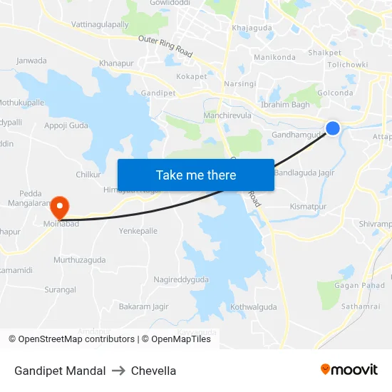 Gandipet Mandal to Chevella map
