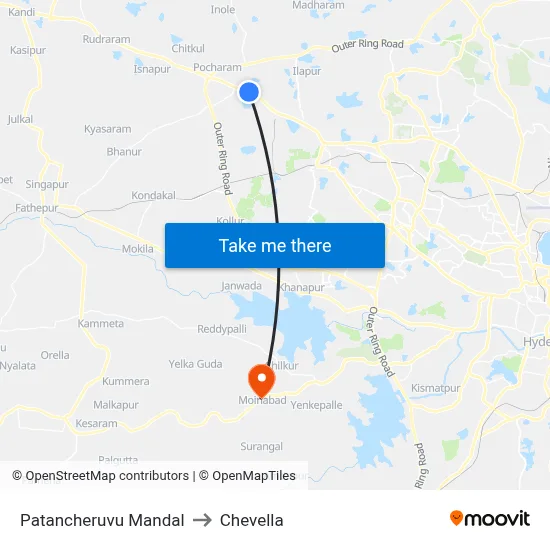 Patancheruvu Mandal to Chevella map