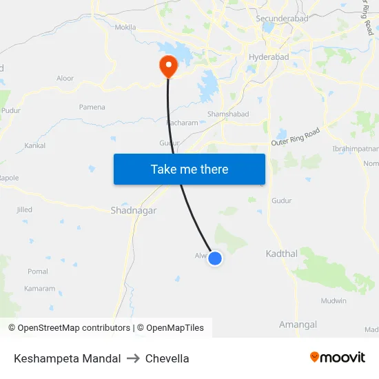 Keshampeta Mandal to Chevella map