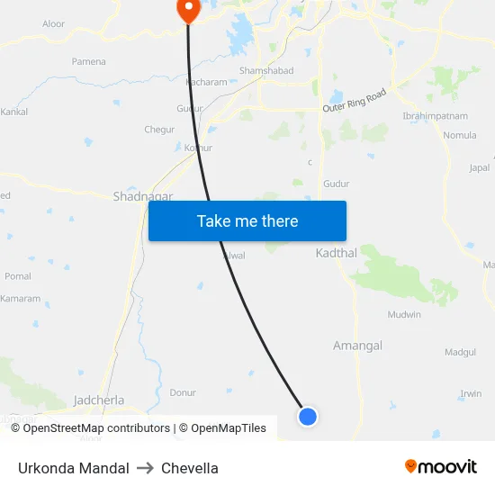 Urkonda Mandal to Chevella map