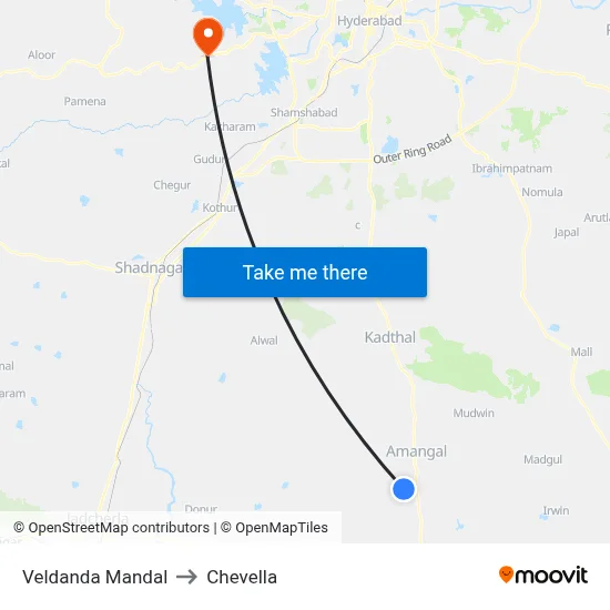 Veldanda Mandal to Chevella map