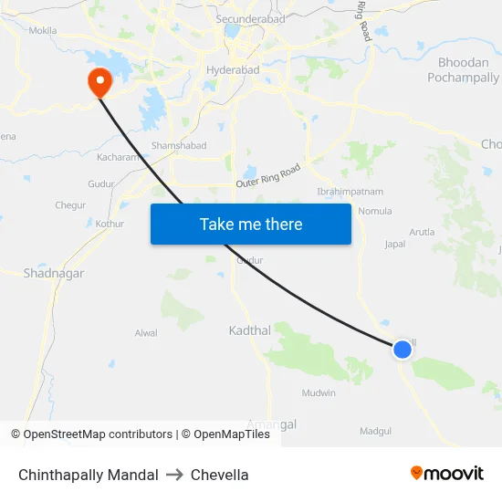 Chinthapally Mandal to Chevella map
