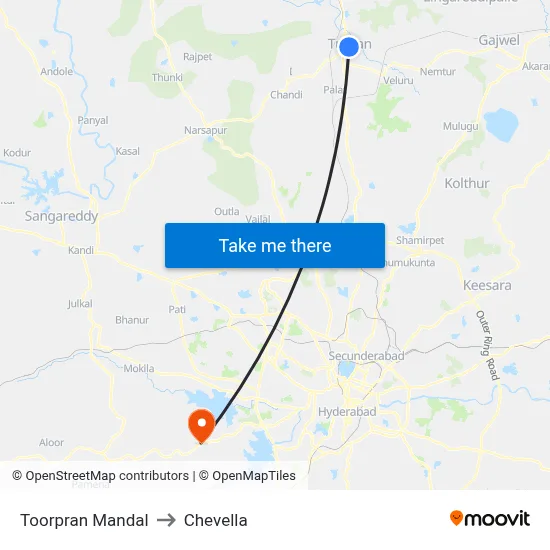 Toorpran Mandal to Chevella map