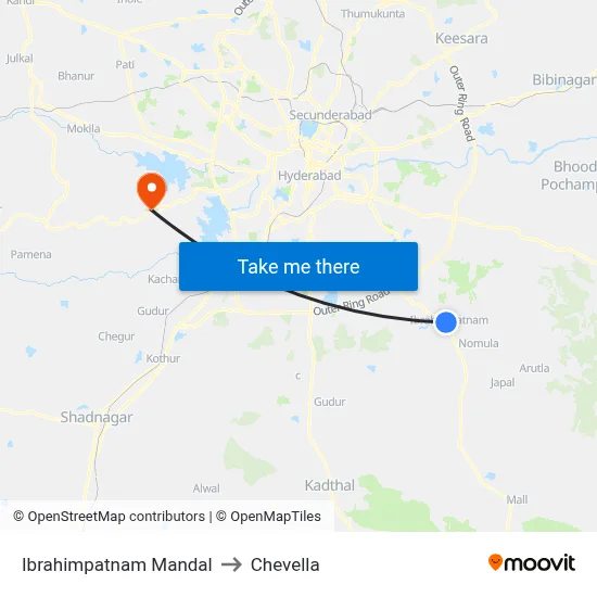 Ibrahimpatnam Mandal to Chevella map