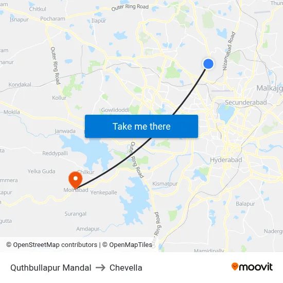 Quthbullapur Mandal to Chevella map