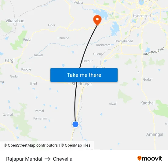 Rajapur Mandal to Chevella map