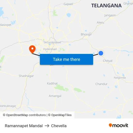 Ramannapet Mandal to Chevella map
