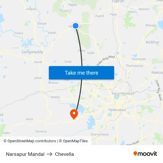 Narsapur Mandal to Chevella map