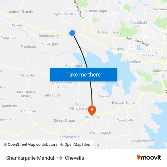 Shankarpalle Mandal to Chevella map