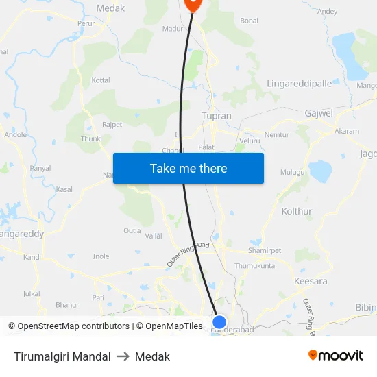 Tirumalgiri Mandal to Medak map