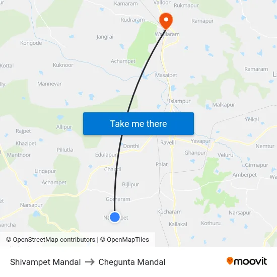 Shivampet Mandal to Chegunta Mandal map
