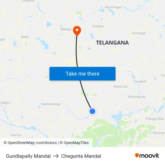 Gundlapally Mandal to Chegunta Mandal map