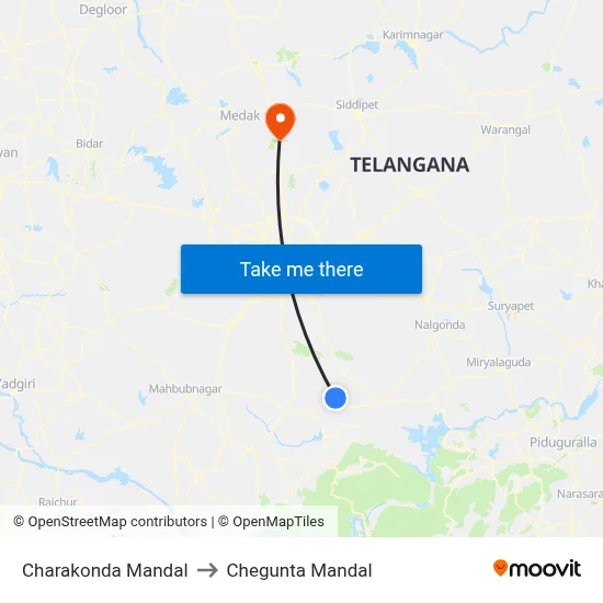 Charakonda Mandal to Chegunta Mandal map